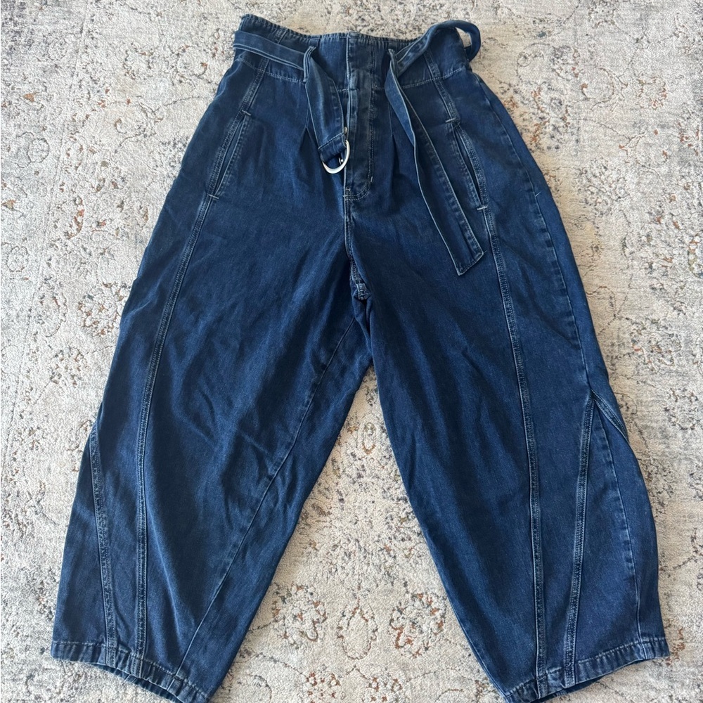 We The Free Amsterdam High Rise Barrel Jeans Belted Size MD